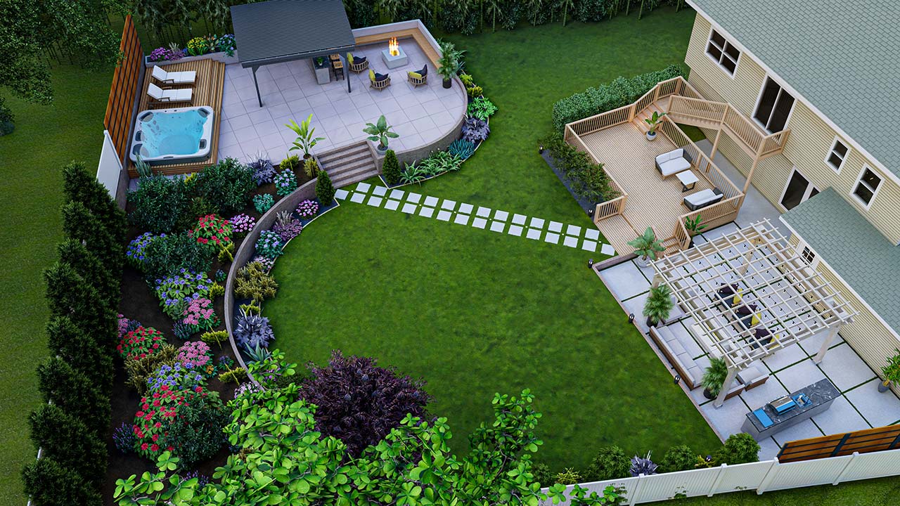 Beautiful Backyard Design with Landscaping